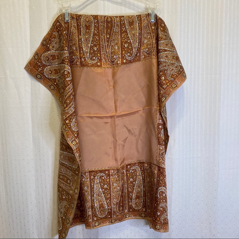 Beautiful brown paisley print edged scarf